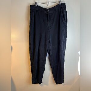 Everlane Black Utility Barrel Tapered Straight Leg Cargo Pant 100% Tencel Sz 12